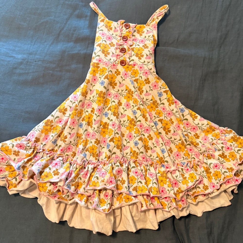 SweetHoney Floral Kids Dress with Ruffle Hem
